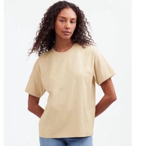 Madewell Top S Cotton Perfect Crewneck Tee in Vintage Linen